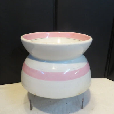 ANTIQUE Hourglass shape Women's TOBACCO SPITTOON Homer Laughlin White & Pink Pot - Изображение 1 из 4