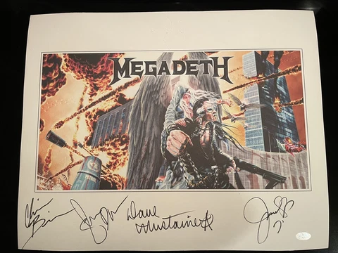 MEGADETH Rare Autograph Signed Promo Poster! Verified Authenticity by JSA! READ Cover
