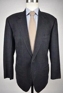 Zanella Black Windowpane Check Wool/Silk Blend Two Button Sport Coat Size: 40R - Picture 1 of 9