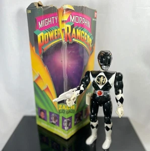 Zach NERO Ranger VINTAGE 1993 BANDAI Mighty Morphin Power Rangers 8"" con scatola e pistola - Foto 1 di 7