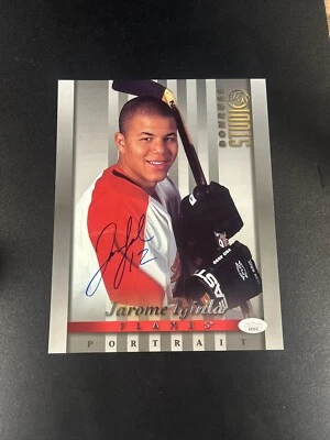 Foto firmada por Donruss Studio Jarome Iginla 1997 8x10 JSA HOF -1 # Foto 1 de 3
