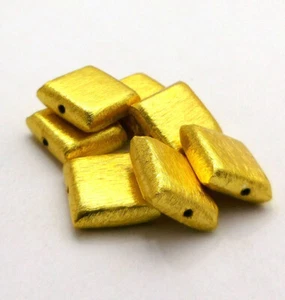 10 Pcs 12X6mm Square Spacer Brushed Bead 18k Gold Plated hj-283 - Picture 1 of 1