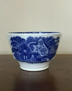 Antique George Jones THE ABBEY Blue Transfer 4 ⅝" Cranberry Bowl: EUC - Picture 1 of 10