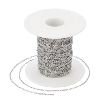 82ft/Roll 304 Stainless Steel Cross Chains Soldered Oval Link Cable 2x1.5x0.4mm - Image 1 of 4