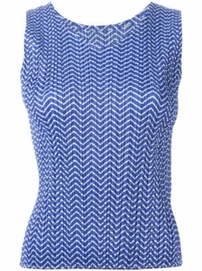 PLEATS PLEASE ISSEY MIYAKE Tanktop mit Zick-Zack-Druck Größe 4 gebraucht, in einwandfreiem Zustand - Bild 1 von 12