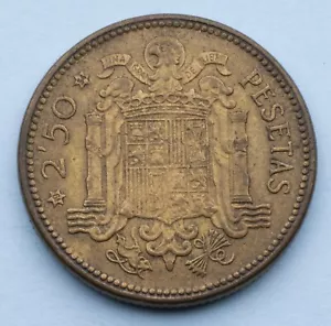 1953 (54) Spain 2-1/2 Pesetas KM# 785 - Picture 1 of 2
