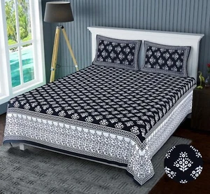 Black And White Bed Sheet Set 2 Piece Pillow Luxury Cotton Printed Bad Sheets - Picture 1 of 4