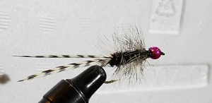 FLY--FLIES (*PINK BEAD-HEAD WHITE GRIZZLY EEL BUGGER * )*2 FLIES * SIZE 10 * - Picture 1 of 12