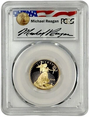 1998 P Gold $10 Reagan Legacy Signed 1/4 oz Proof American Eagle PCGS PR 70 DCAM - Image 1 of 2