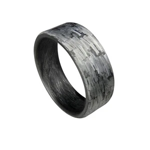 Silver Texalium and Carbon Fiber Ring - Handcrafted - Made in USA- sizes 4-16 - Picture 1 of 6