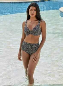 NWT MIRACLESUIT Bronze Plunge Swimsuit Bikini 36DD Norma Jean Tummy Control 12 - Picture 1 of 5