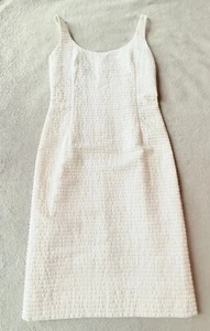 AKRIS Punto Pencil Sheath Dress 6 Sleeveless White Cotton Lined Round Neck - Picture 1 of 24