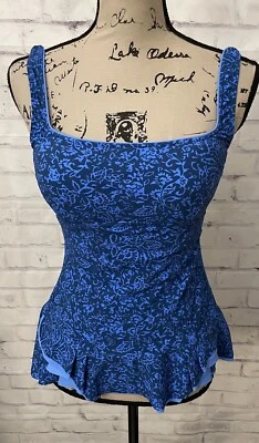 Camiseta Tankini Profile By Gottex Standard Mehndi Cuello Cuadrado Gasolina Talla 32D Nueva Foto 1 de 4