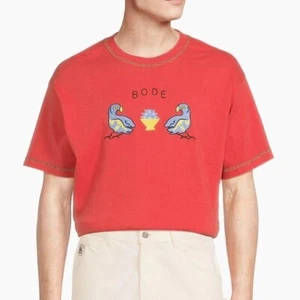 Bode Zwillingssittich Baumwolle T-Shirt Rot Größe S - Bild 1 von 4
