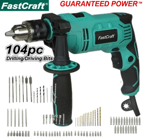 Impact Drill Driver +104pc Bits FastCraft High End Hammer Drill PRO Grade Corded - Picture 1 of 12