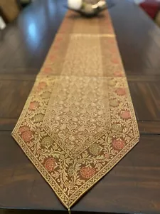 Brown Table Runner Silk Brocade 14 X 110 Inch Formal Runner Paisley Dining Decor - Picture 1 of 6