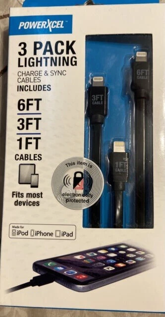 1 PC 3 Pack In Each Lightning Charge & Sync Cables 6ft, 3ft, 1ft IPhone - Image 1 of 1