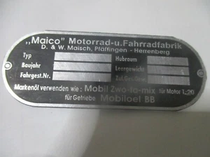 Type plate Maico ID-plate sign vintage Motorcycle s63 Aluminum etched s73 - Picture 1 of 1