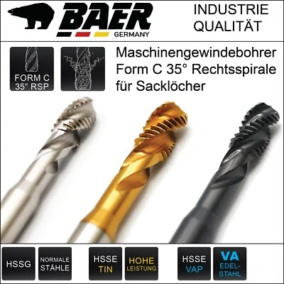 BAER GERMANY Maschinengewindebohrer Gewindeschneider M2-M20 zur Wahl Gewindebohrer Sackloch