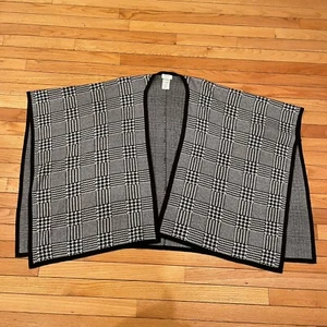 Untuckit for Her Evelyn Poncho Pullover Cape schwarz Cardigan kariert Einheitsgröße - Bild 1 von 4
