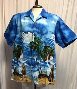 Camicie hawaiane Kole Kole uomo med polinesiane surfista palme bottoni vestibilità classica - Foto 1 di 9