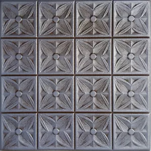 Incolla, polistirolo decorativo, MARGARETTA* 20" x 20" argento antico - Foto 1 di 3