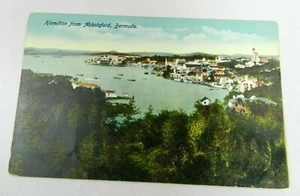 Bermudas Hamilton de Abbotsford Scenic Harbor barcos ver postal vintage - Imagen 1 de 3