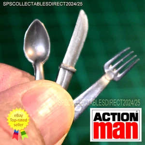 Action Man Vintage Palitoy 1° Edizione Set Posate Plastica Dura c1972 POSTA GRATIS UK - Foto 1 di 7