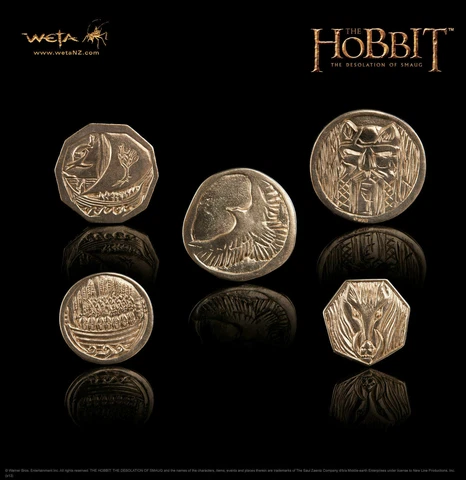 WETA LOTR HOBBIT COMPLETE COIN SET OF 5 THE TREASURE OF SMAUG life COIN REPLICA Cover