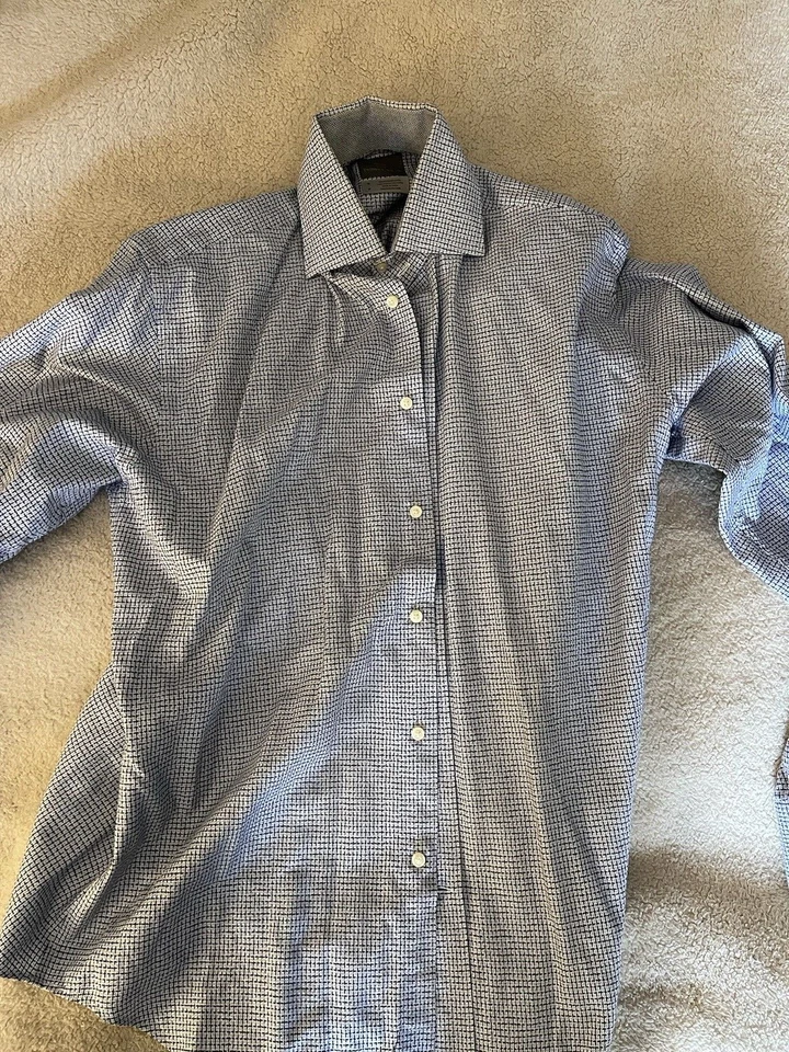 Thomas Dean Men's Shirt Size M Button 100% Cotton White/Blue/Yellow Striped - Image 1 of 3
