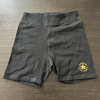 Converse All Star Women’s Biker Shorts – Black w/ Gold Logo, Size Small (NWT) Foto 1 de 2