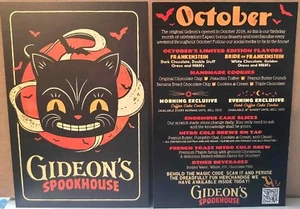 Gideon’s Bakehouse October 2024 Menu Cards NEW Free Ship - Picture 1 of 1