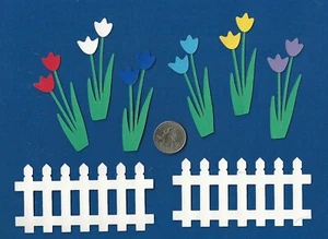 Tulip Die Cuts with Fences 8 pcs. Flower Die Cuts, Scrapbooking, Garden Die Cuts - Picture 1 of 1