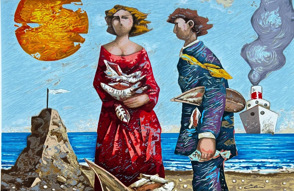 Cercatori Di Conchiglie Giampaolo Talani Opera SERIGRAFIA Firmata Numerata 60x40 - Immagine 1 di 1