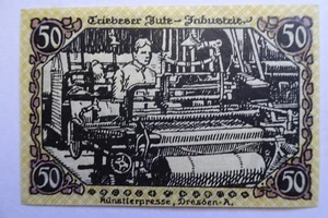 GERMANY 1920 - STADT TRIEBES - 50 Pfg - AU/UNC - Gra T26.8 - WATERMARK - Picture 1 of 2