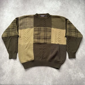 Vintage 90s Roundtree & Yorke Sweater Mens M Patchwork 3D Knit Coogi - Picture 1 of 13