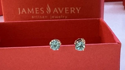 James Avery TOPACIO 14k Oro PIEDRAS PRECIOSAS Piedra de Nacimiento Aretes Caja con Bolsa de Tela Foto 1 de 4