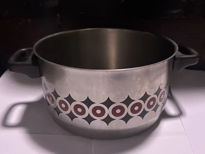 Fissler Decorated Saucepan Stainless Steel Red and Black Tribal Design RARE - Image 1 of 4