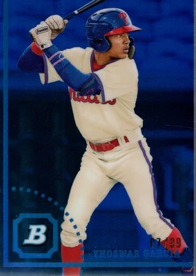 2022 Bowman Heritage Chrome Prospects Blue Ref BHPC142 Yhoswar Garcia /99 BB - Image 1 of 2