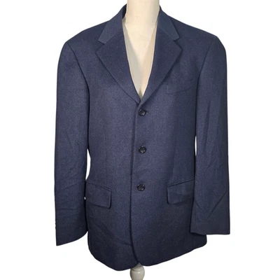 Blazer Bachrach Azul Marino Lana Seda Cachemira 38R Abrigo Deportivo Chaqueta de 3 Botones Foto 1 de 4