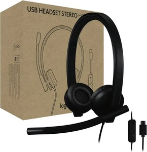 Stereofoniczny zestaw słuchawkowy USB Logitech H570e - czarny (981-000574) - Zdjęcie 1 z 9