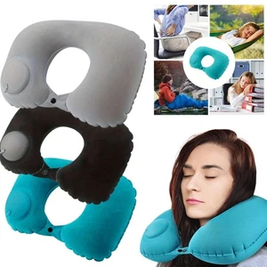 Travel Relax Set 3D Travel Sleep Blindfold Eyes Mask Inflatable Neck Pillow - Picture 1 of 10