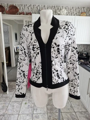 Ladies BNWT "JOSEPH RIBKOFF" White/Black zipped jacket (size 12) - Image 1 of 4