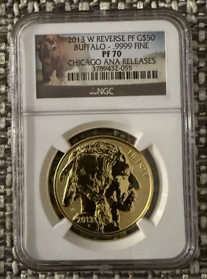 2013-W $50 Gold Buffalo prueba inversa NGC PF70 lanzamiento ANA Foto 1 de 3