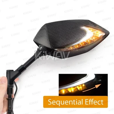 Sequential two-tone led mirror carbon style Lucifer fits Harley Sporster - Image 1 of 4
