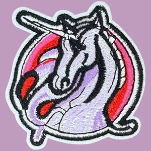 ARTSY PARTY FUN TECHNO UNICORN IRON ON PATCH 2.75 x 3.25" - Picture 1 of 6