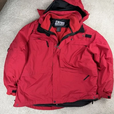 5.11 Tactical Jackets Men's 3-In-1 Parka Jacket 48001 Red 2XL XXL Hooded - Image 1 of 4