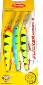 Berkley #9 Flicker Minnow Crankbait (3 Stück-Chartreuse-Papageien-Blazin Tiger) - Bild 1 von 1