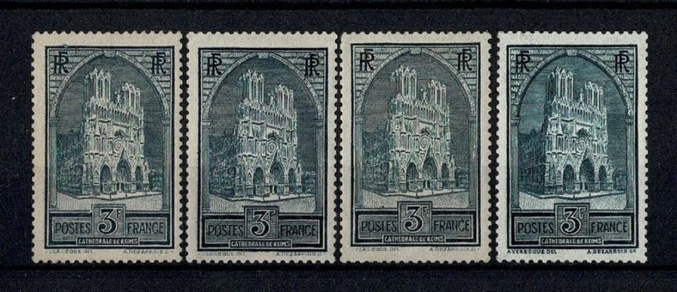 FRANCE YVERT 259/259c SCOTT # 247-248 " REIMS CATHEDRAL 3F 4 DIES " MNH VF V606 - Image 1 of 1