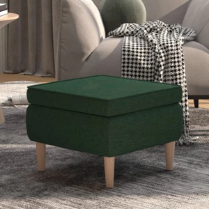 vidaXL Poggiapiedi con Gambe in Legno Verde Scuro in Tessuto - Foto 1 di 1